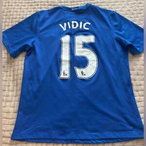 Nemanja Vidic 2008-09 Manchester United Nike Third Jersey #15 Blue Size Large